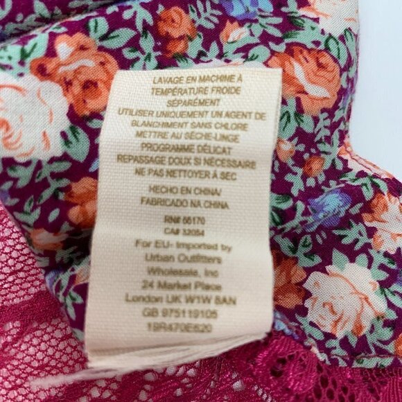 Free People Floral Lace Cropped Bandeau Top Sheer Back - Pink/Multicolor, Sz Sm - Picture 8 of 8